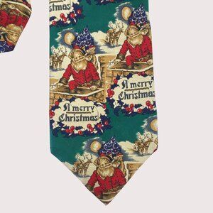 Robert Talbott Christmas Santa Hand Sewn Silk Neck Tie